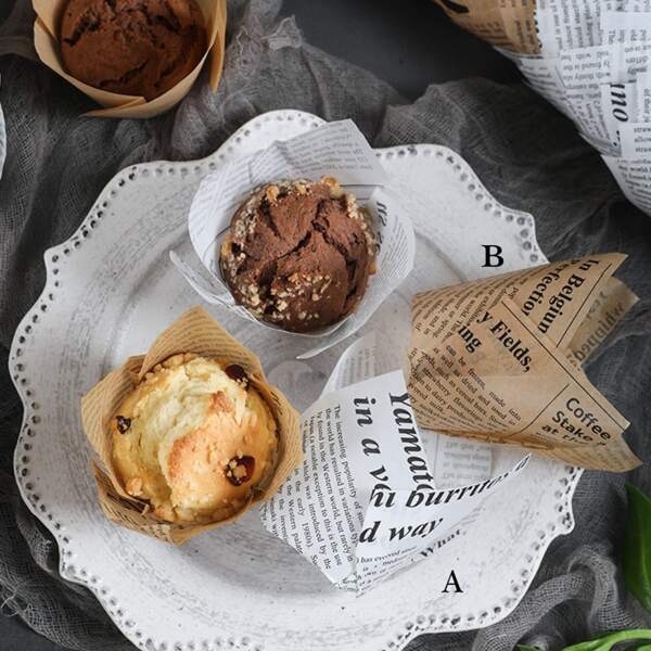 

50pcs Newspaper Pattern Tulip Cake Paper Cup