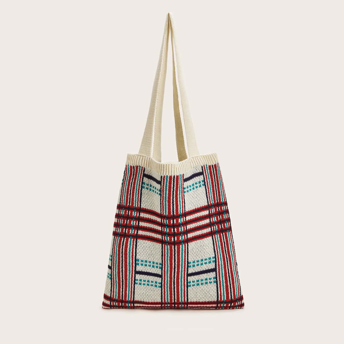 

Plaid Knit Bag, Multicolor