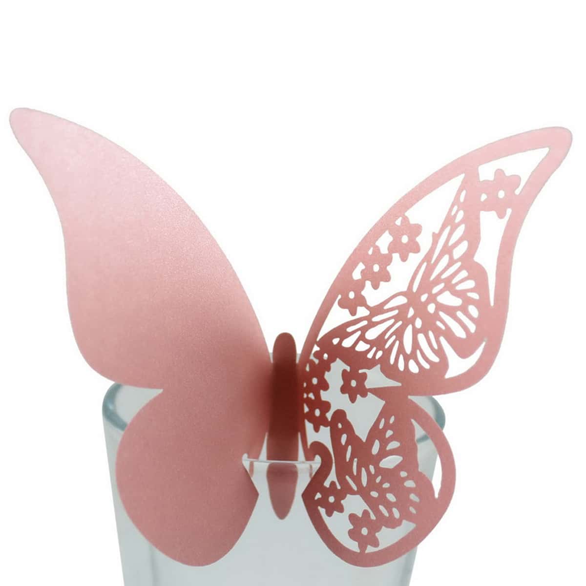 

10pcs Hollow Paper Butterfly Design Cup Card, Pink