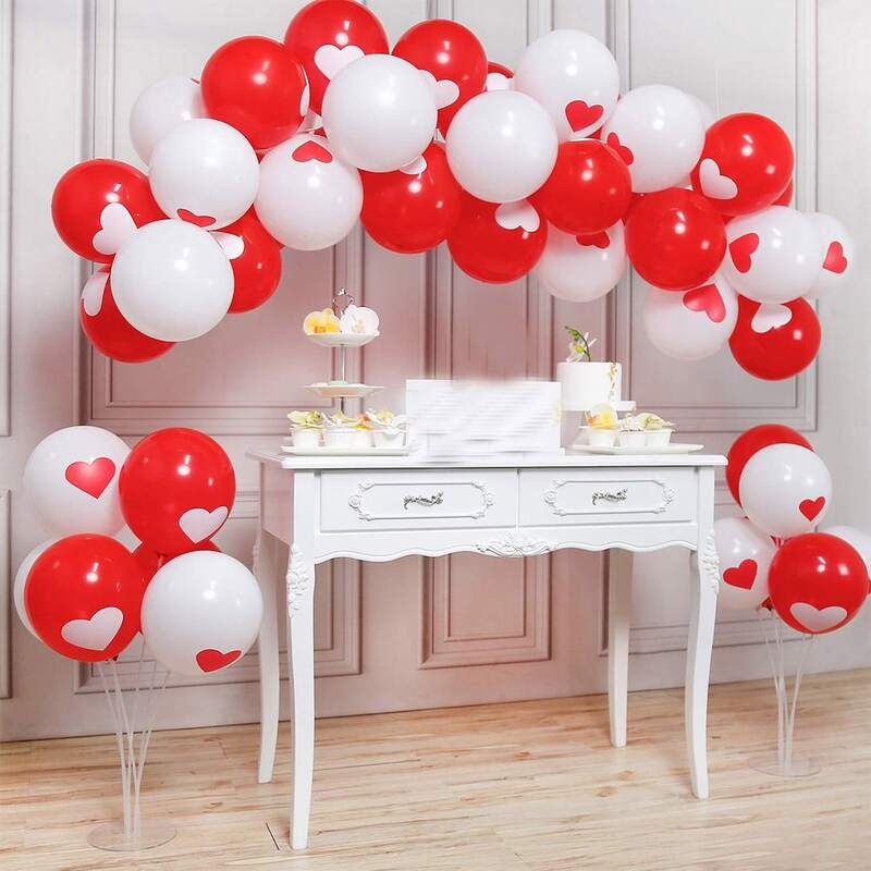 

20pcs Heart Print Decorative Balloon, Multicolor