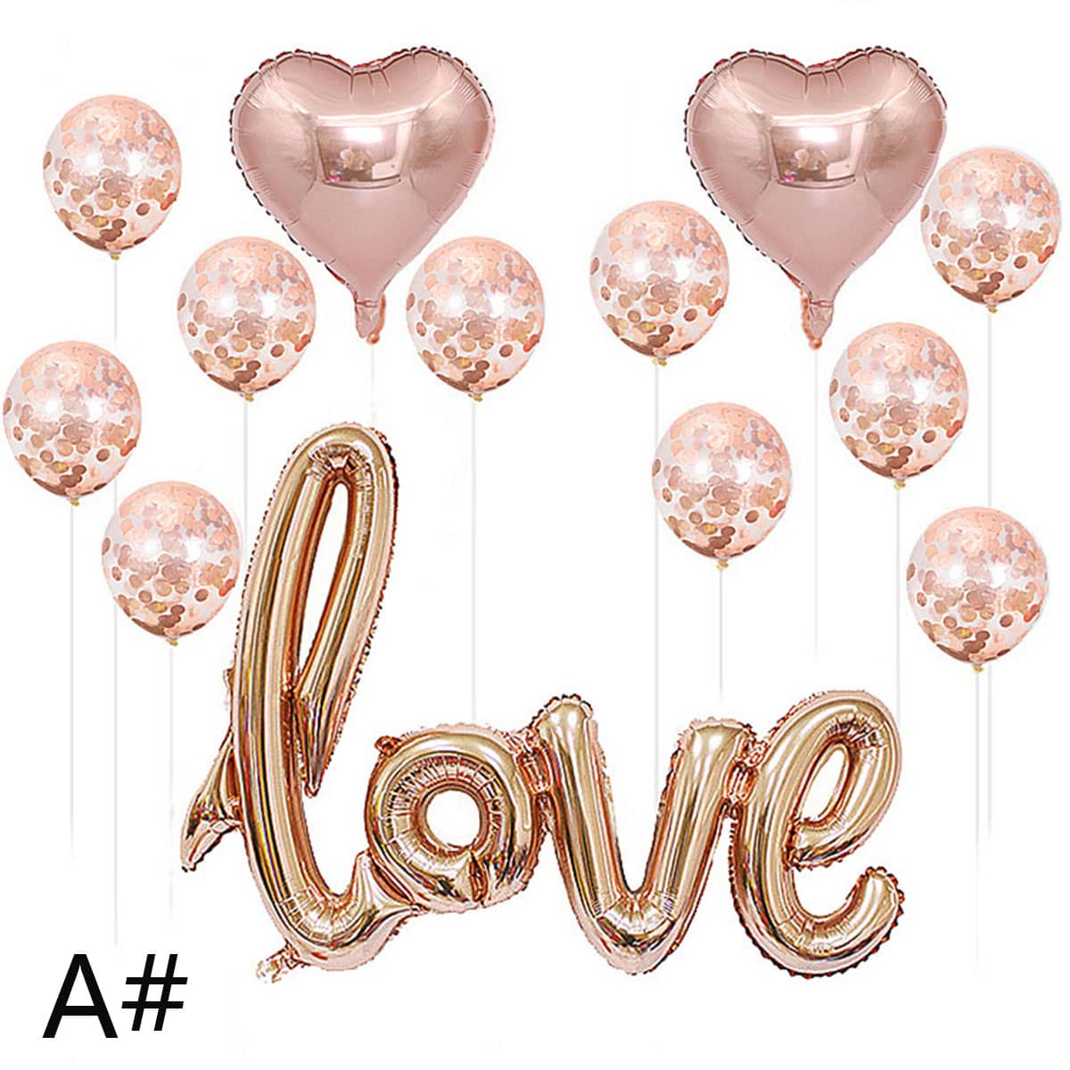 

13pcs Heart Shaped Confetti Balloon Set, Pink