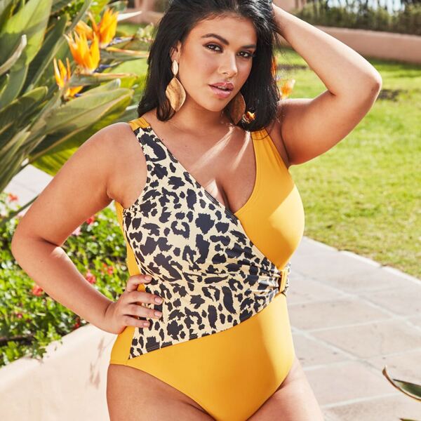 

Plus Leopard One Piece Swimsuit, Multicolor