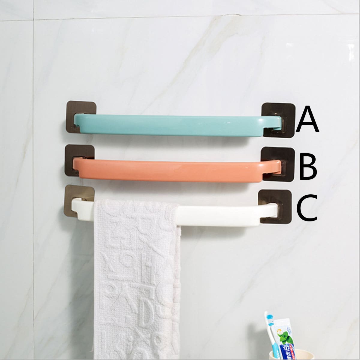 

1pc Wall Mounted Plastic Towel Rack, Multicolor