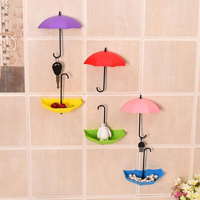 

3pcs Random Umbrella Shaped Wall Hook, Multicolor