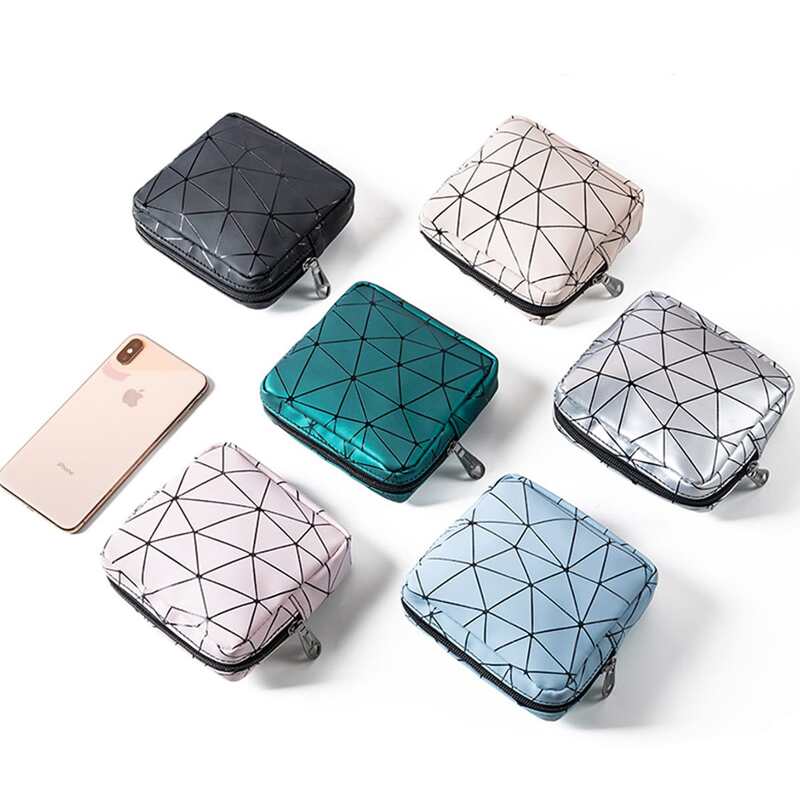 

1pc Geometric Pattern Sanitary Napkin Storage Bag, Multicolor