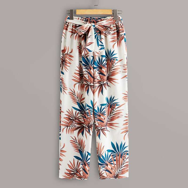 

Waist Belted Tropical Pants, Multicolor