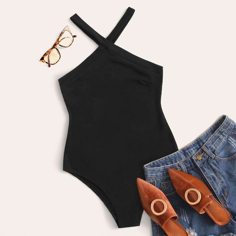 

Crisscross Strap Black Bodysuit