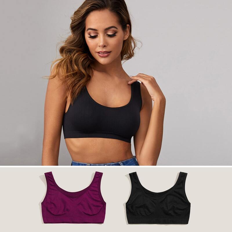 

2pack Solid Bra Set, Multicolor