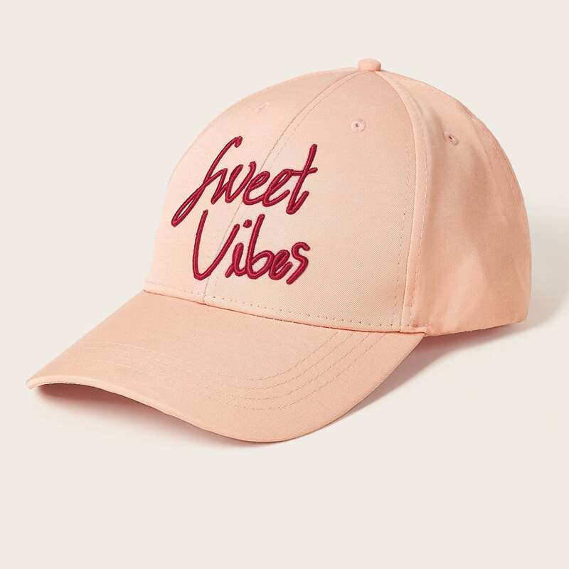 

Letter Embroidery Baseball Cap, Pink