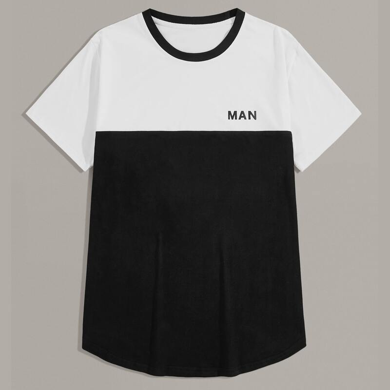 

Guys Two Tone Letter Graphic Tee, Black and white