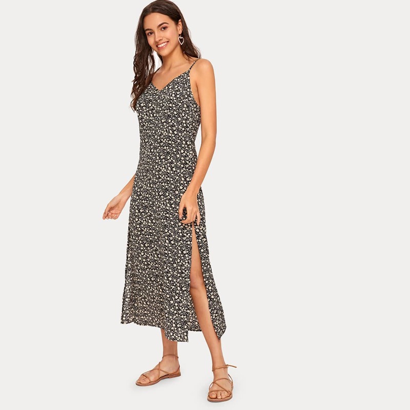 

Ditsy Floral Split Side Cami Dress, Multicolor