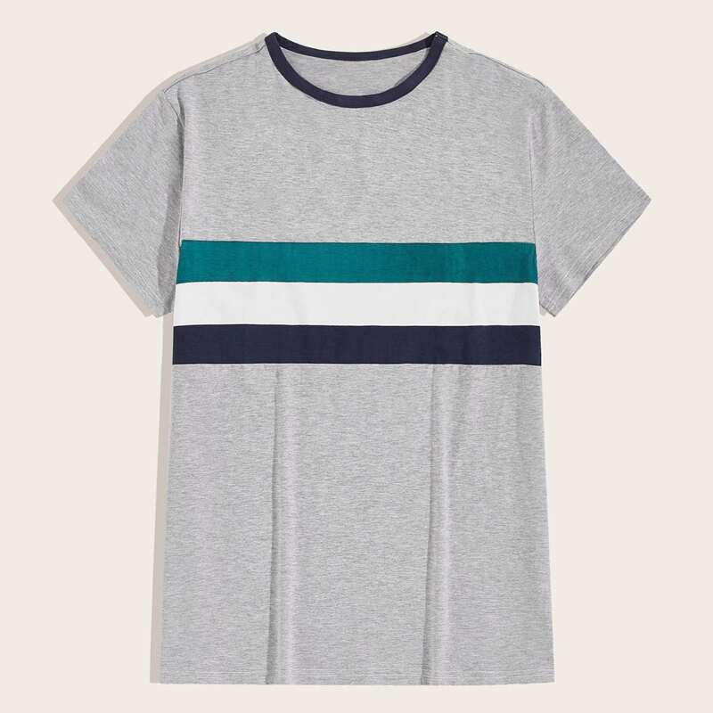 

Guys Contrast Panel Short Sleeve Tee, Grey