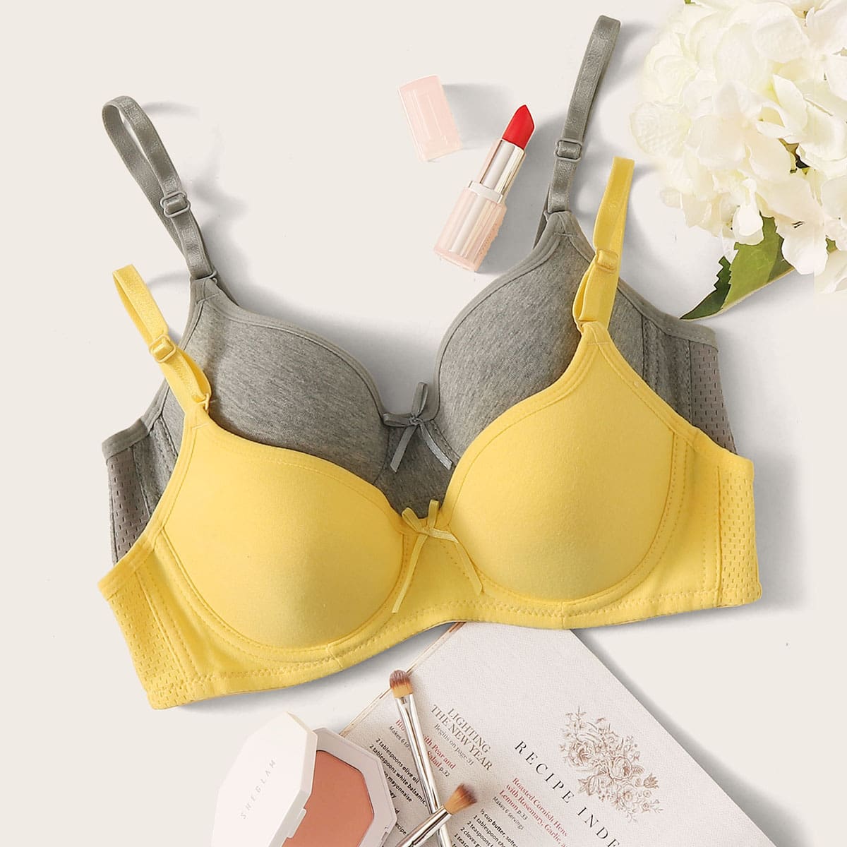 

2pack Adjustable Strap Push Up Bra Set, Multicolor