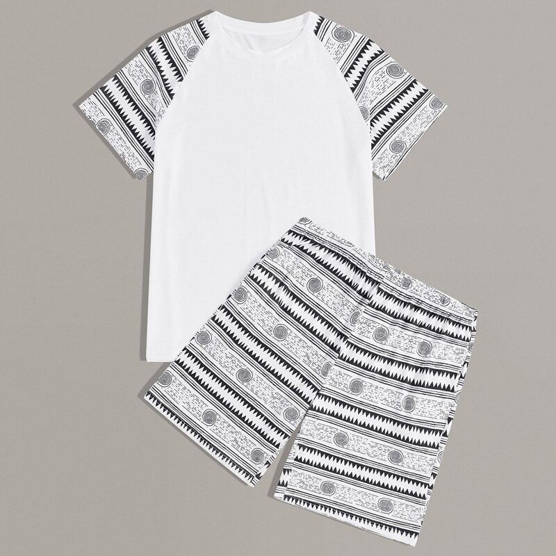 

Guys Tribal Print Tee & Shorts PJ Set, Multicolor