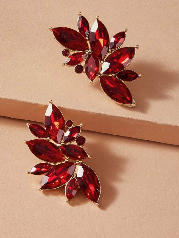 1pair Gemstone Decor Stud Earrings