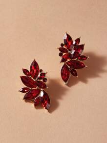 Pendientes de botón grabada con piedra preciosa 1 par - Rojo - Ver 2