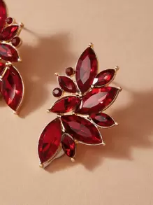 Pendientes de botón grabada con piedra preciosa 1 par - Rojo - Ver 3