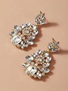 imoli 1pair Waterdrop Gemstone Decor Dangle Earrings - White - View 2