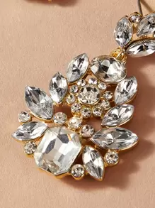 imoli 1pair Waterdrop Gemstone Decor Dangle Earrings - White - View 3