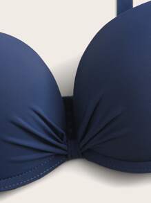 Ruched Push Up Bra - Navy Blue - View 5