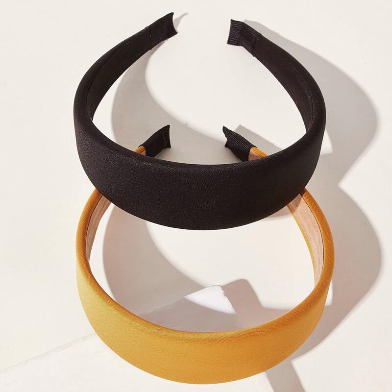 

2pcs Simple Wide Hair Hoop, Multicolor