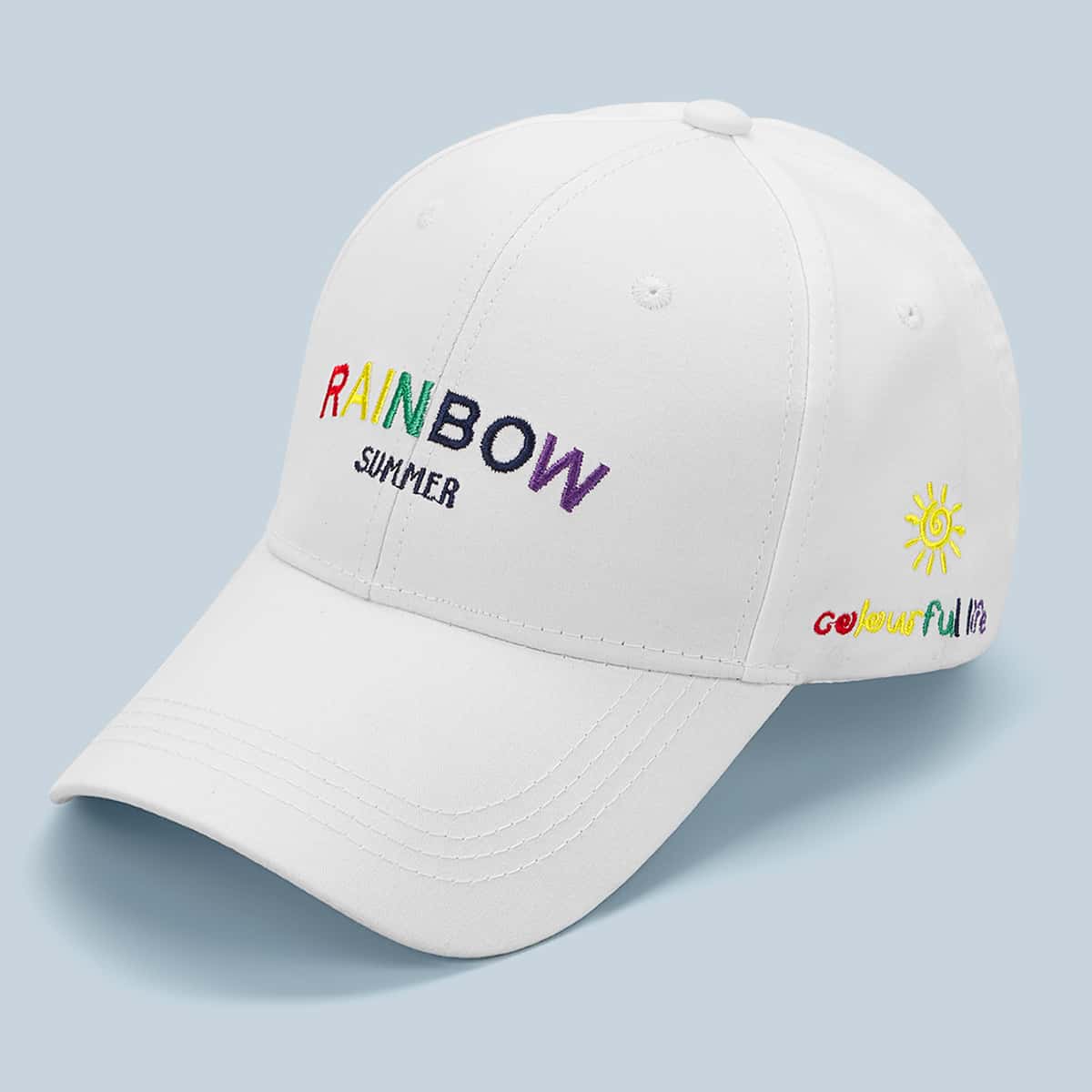 

Letter Embroidery Baseball Cap, White