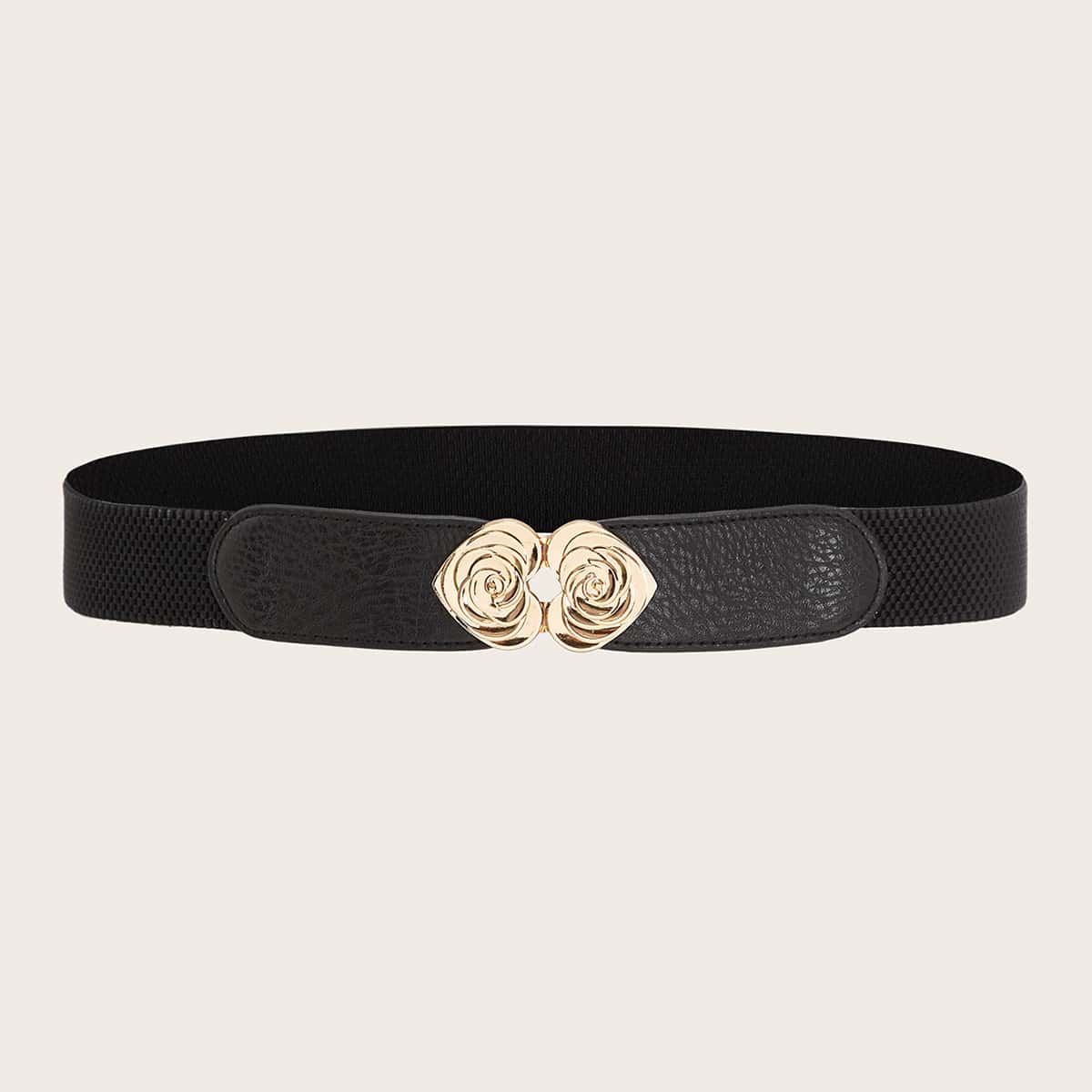 

Heart Buckle Wide Belt, Black