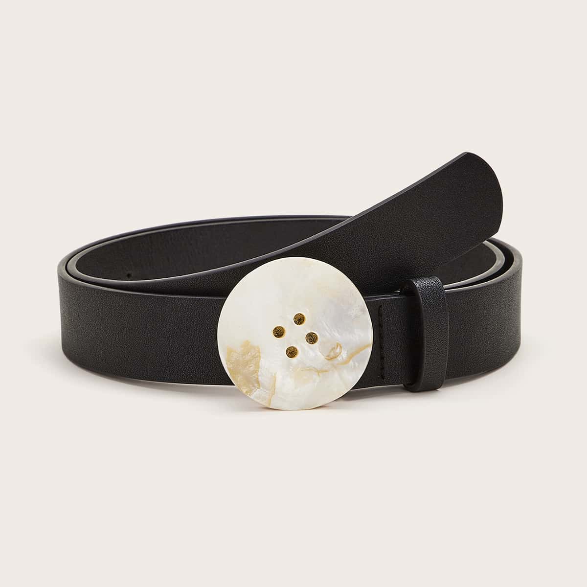 

Button Buckle Belt, Black