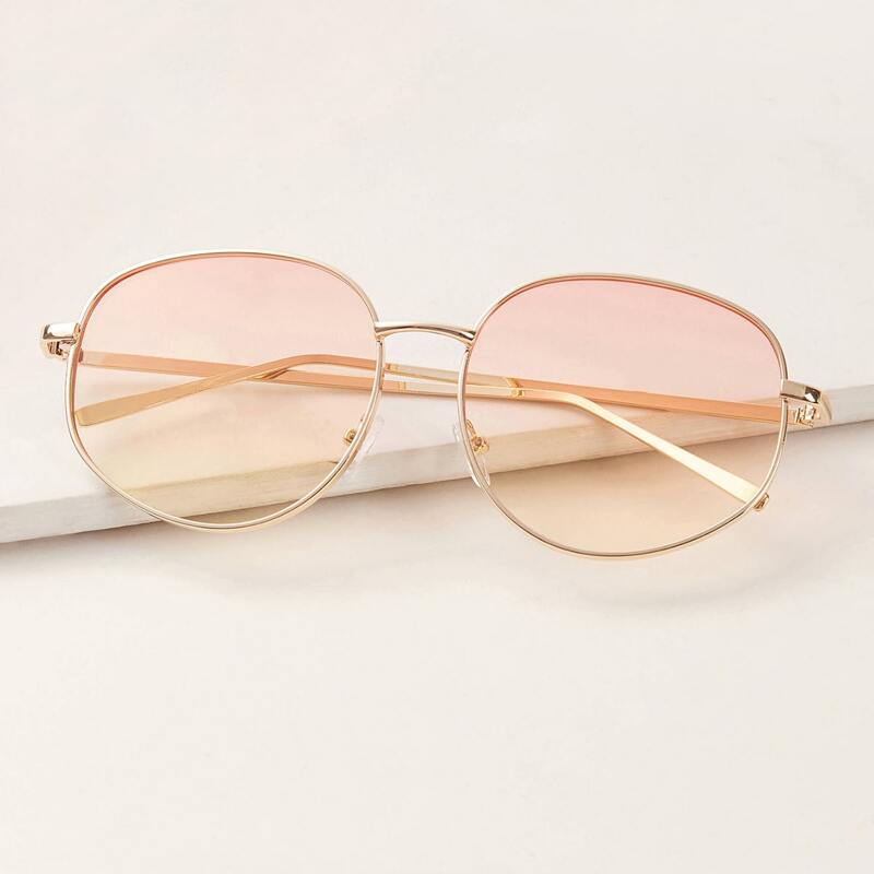 

Metal Frame Sunglasses With Case, Pink