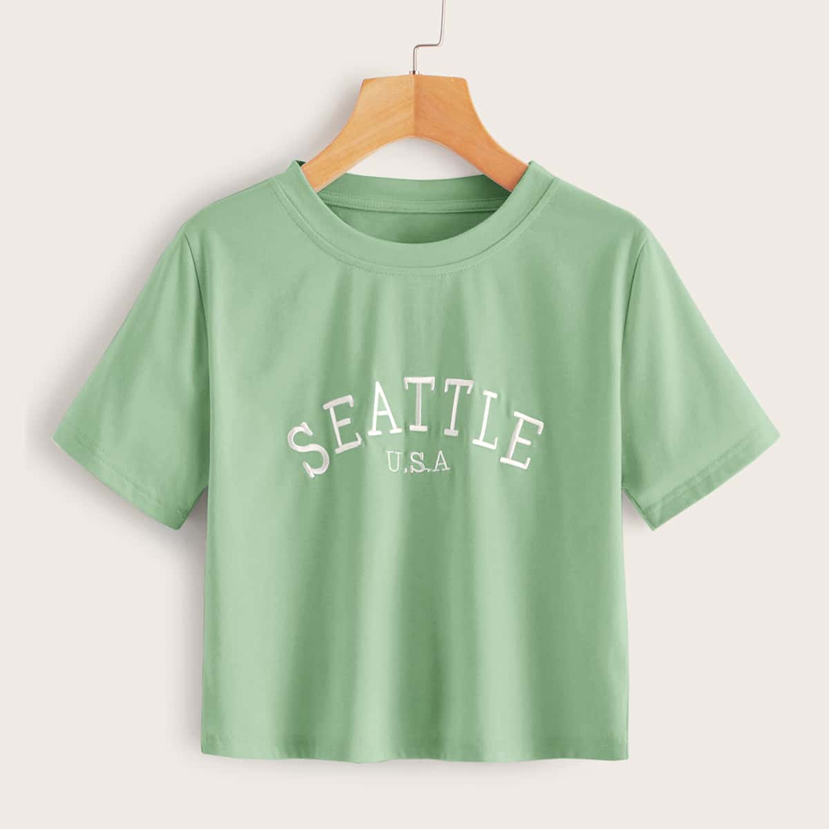 

Letter Graphic Green Tee, Green pastel
