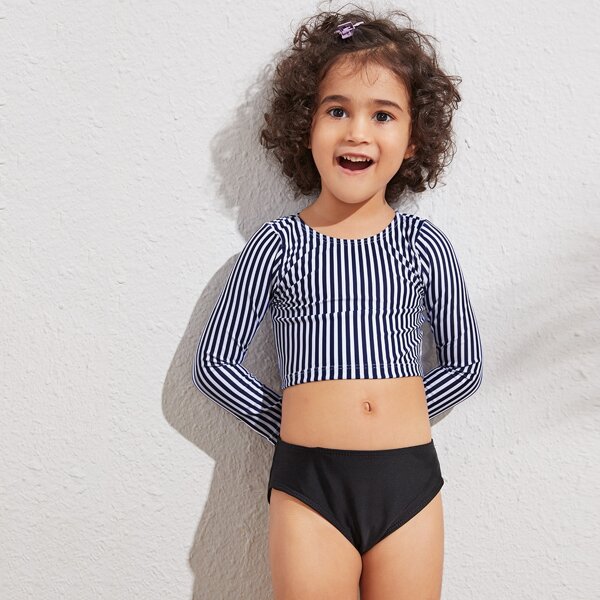 

Toddler Girls Striped Long Sleeve Bikini Set, Multicolor