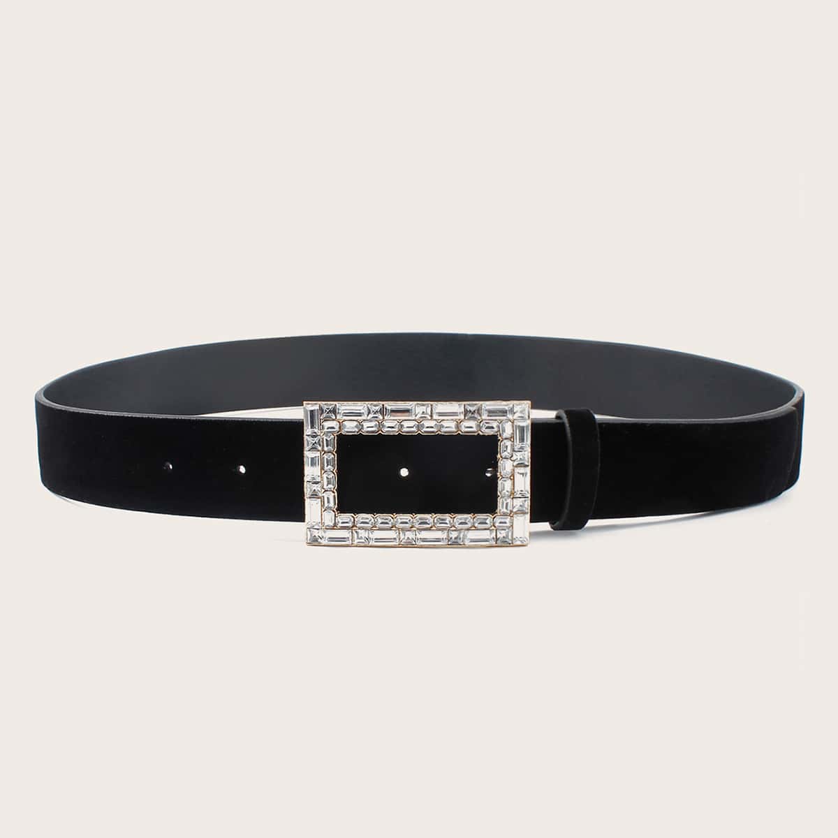 

Rhinestone Engraved Square Buckle Belt, Black