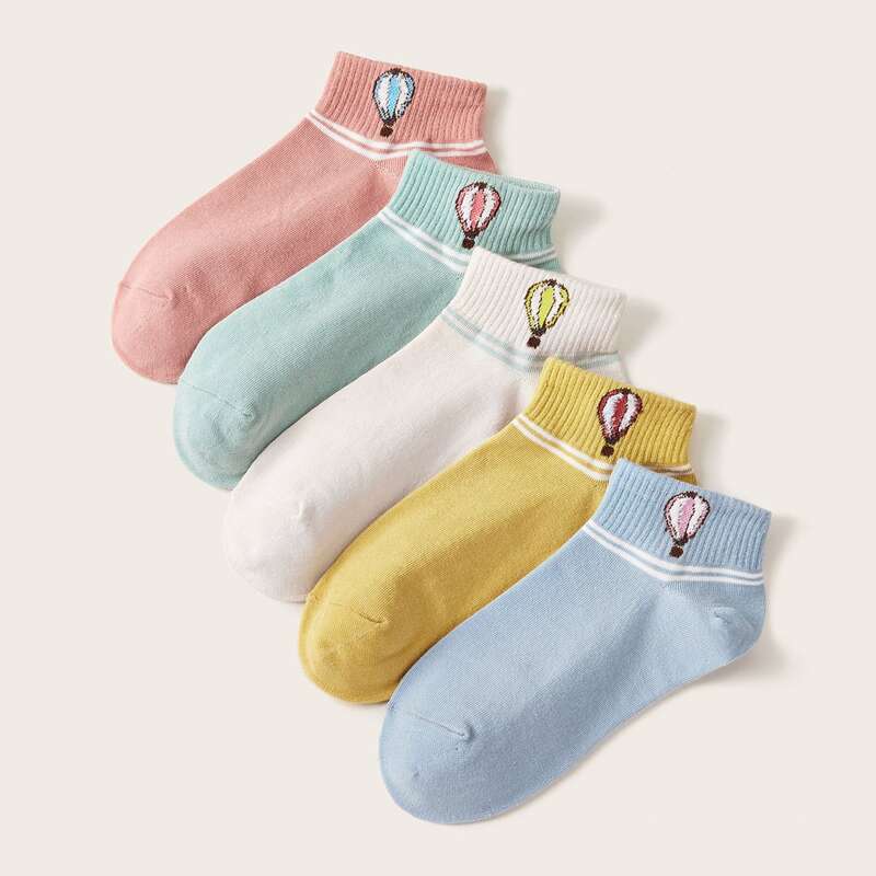 

5pairs Balloon Pattern Socks, Multicolor