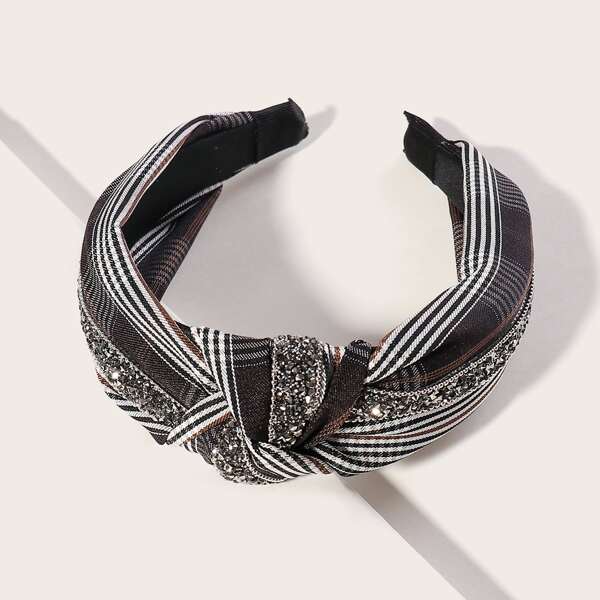 

Rhinestone Engraved Knot Decor Hair Hoop, Multicolor