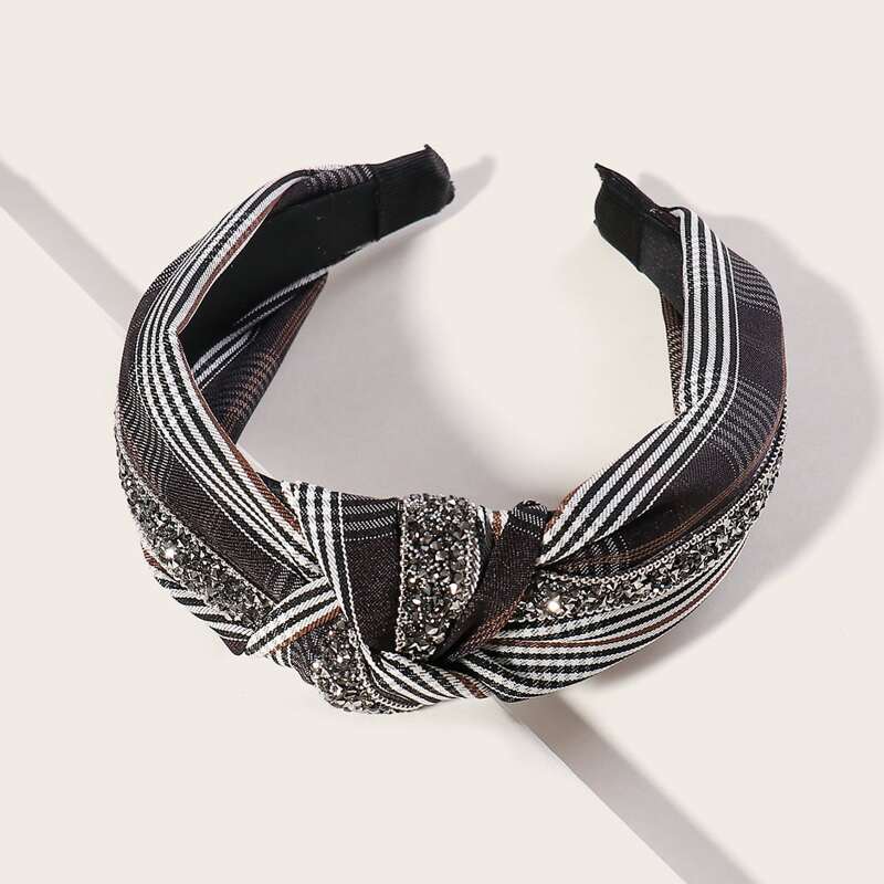 

Rhinestone Engraved Knot Decor Hair Hoop, Multicolor