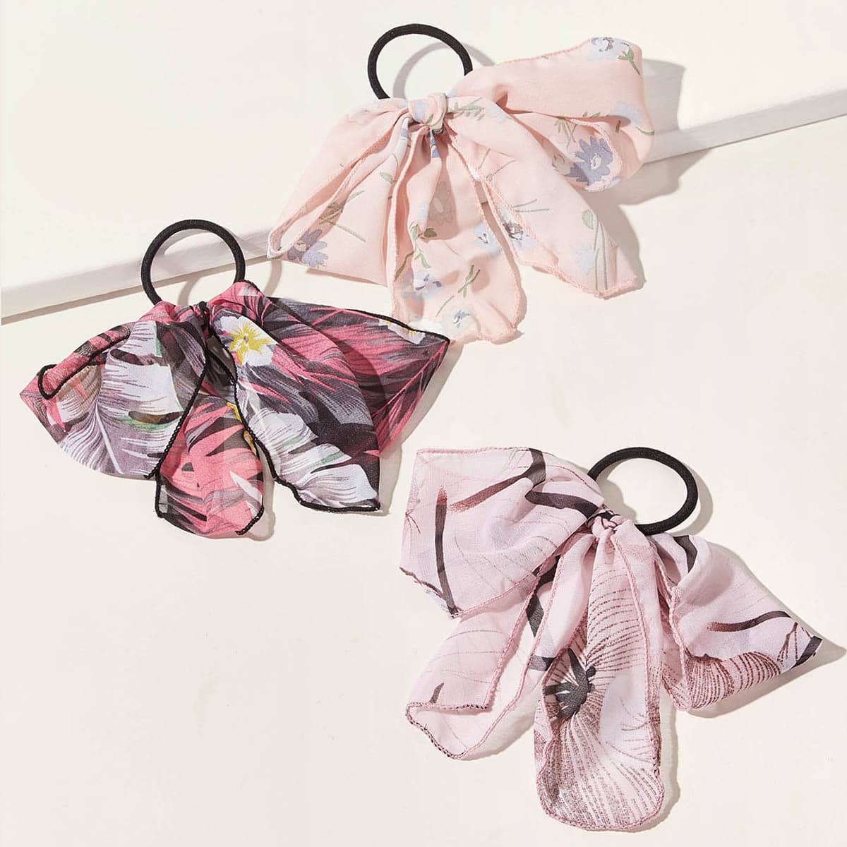 

3pcs Ditsy Floral Pattern Bow Knot Hair Tie, Multicolor