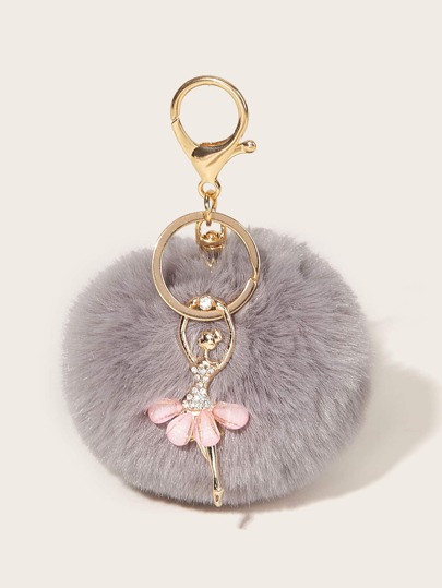 Faux Fur Pom Pom Charm Key Chain