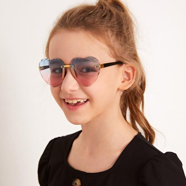 

Toddler Girls Rimless Heart Frame Sunglasses, Multicolor