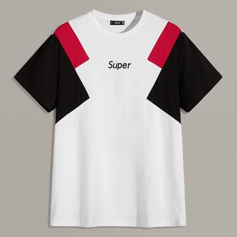 

Guys Letter Graphic Colorblock Tee, White