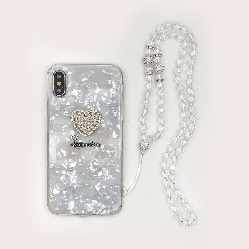 

Faux Pearl Heart Decor iPhone Case