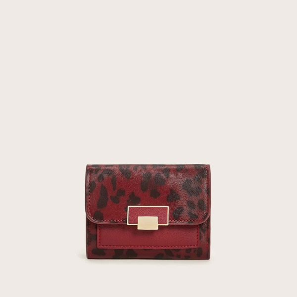 

Metal Detail Leopard Print Purse, Red