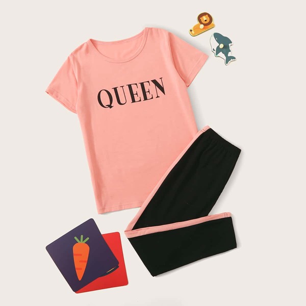 

Girls Letter Graphic PJ Set, Multicolor