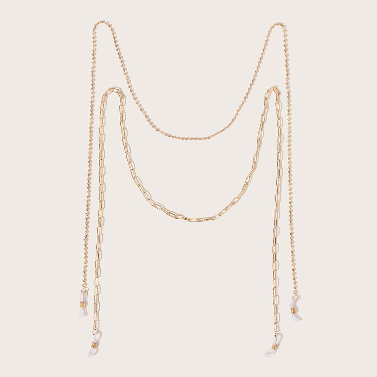 

2pcs Simple Bead & Chain Link Glasses Chain, Gold