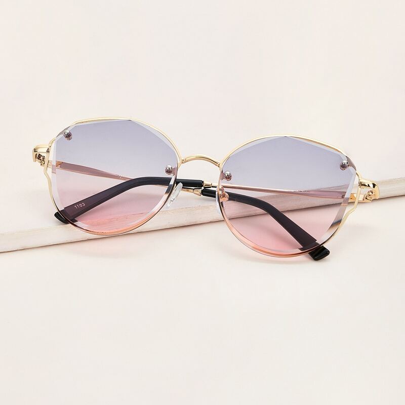 

Metal Frame Gradient Lens Sunglasses With Case