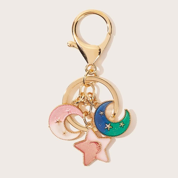 

Star & Moon Charm Keychain, Multicolor