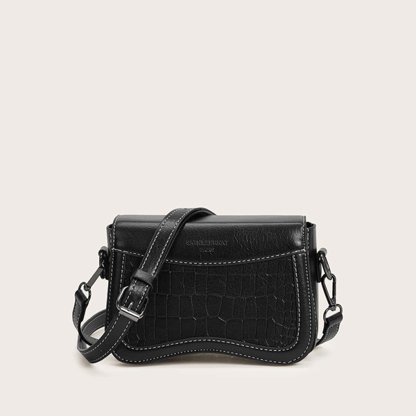 

Croc Embossed Crossbody Bag, Black
