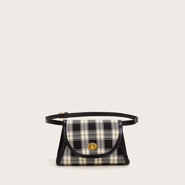 

Twist Lock Plaid Fanny Pack, Multicolor