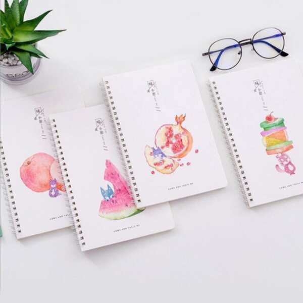

1pack Random Fruit Print Cover Spiral Notebook