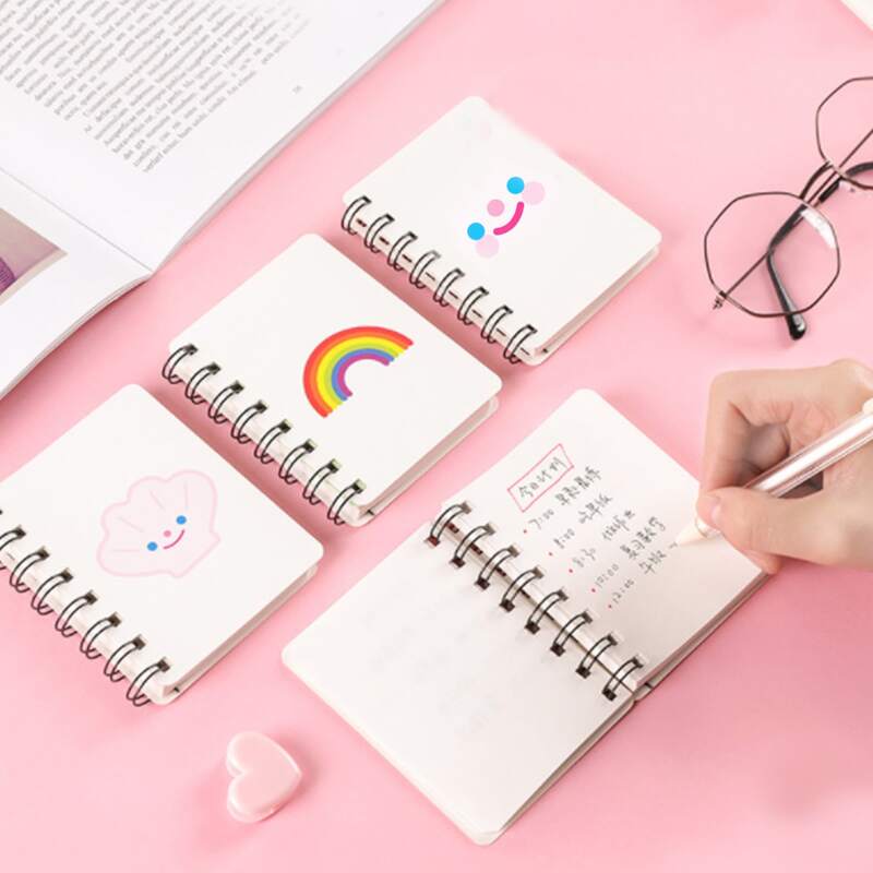 

1pack Rainbow & Flower Print Cover Spiral Notebook