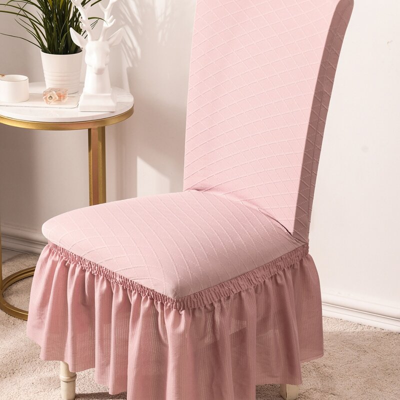 

1pc Ruffled Hem Stretchy Chair Cover, Multicolor